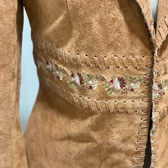 Boho Suede Floral Embroidery Jacket XS/S - Picture 6 of 15